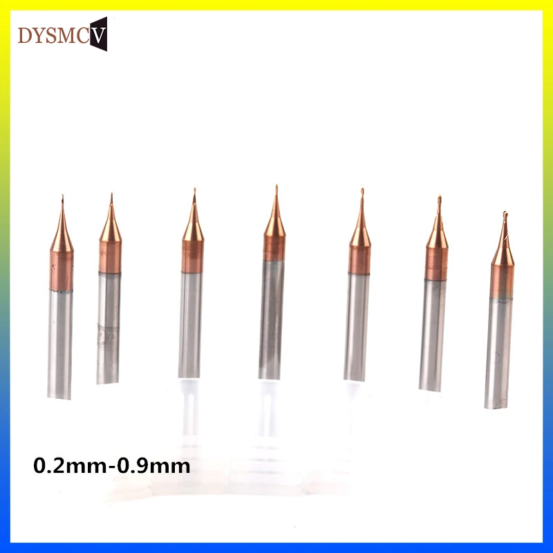 1pc HRC60 0.5mm 0.6mm 0.7mm 0.8mm 0.9mm Micro End Mill2Flutes Solide Carbide CNC Milling Cutter Tools