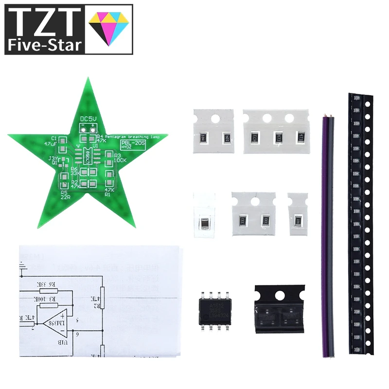 Schüler-Trainings-DIY-Kit Fünfzackiger Stern Atemlicht Farbwechsel-LED-Licht für Weihnachts-Löttraining Rot Grün Blau – Detail 11