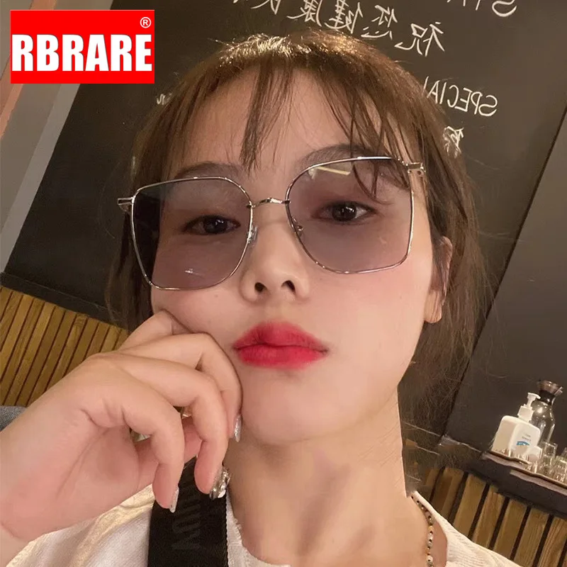 RBRARE Oversized Sunglasses Women/men 2023 High Quality Metal Frame Sunglasses Men Gradient Mirror Fashion Shades for Women