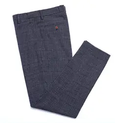 Pantalones de traje de lana a cuadros británicos para hombres, Tweed regular, ocio, algodón, caballero, pantalones de negocios para padrinos de boda