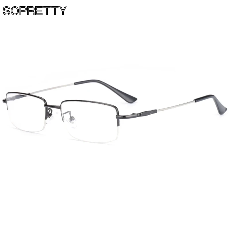 

Square Titanium Alloy Men's Semi frame Prescription Frames, Male Metal Myopia, Hyperopia, Presbyopia Optical Glasses Frame F8006