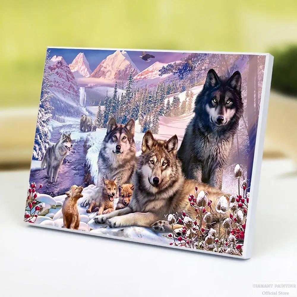 5D DIY Diamond Painting Animal Full Square/Round Diamond Embroidery Snow Mountain Wolf Home Decoration Gift Kits Wall Art