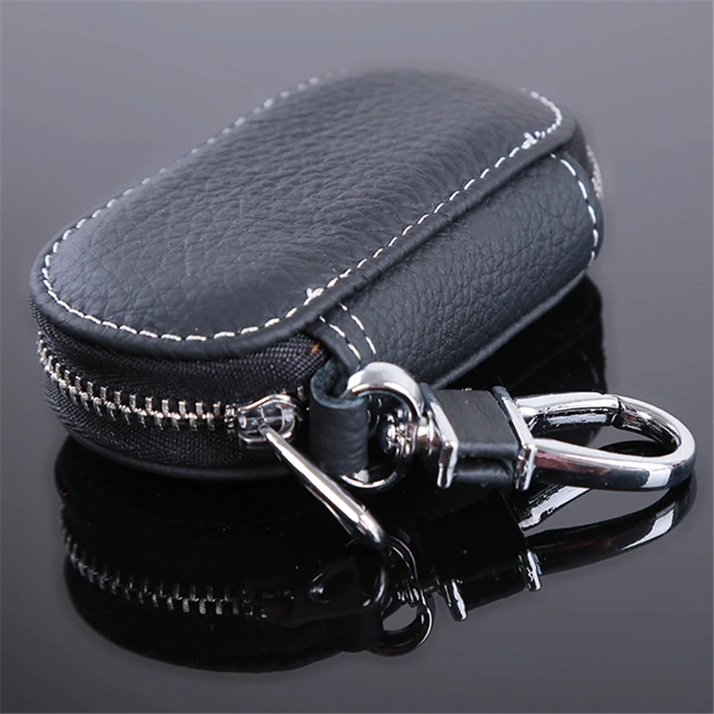Men Key Holder Housekeeper Leather Car Key Wallets Keys Organizer Women Keychain Covers Zipper Key Case Bag Unisex Pouch Purse