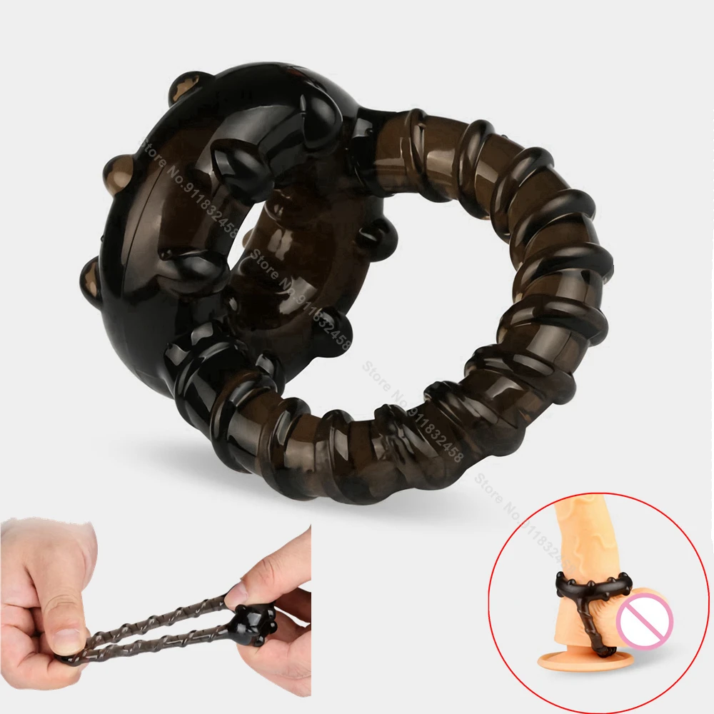 Male Semen Lock Ring Soft Time Delay Erection Dual Cock Ring Friction Massager Stimulation Couple Lover Sex Toys For Men