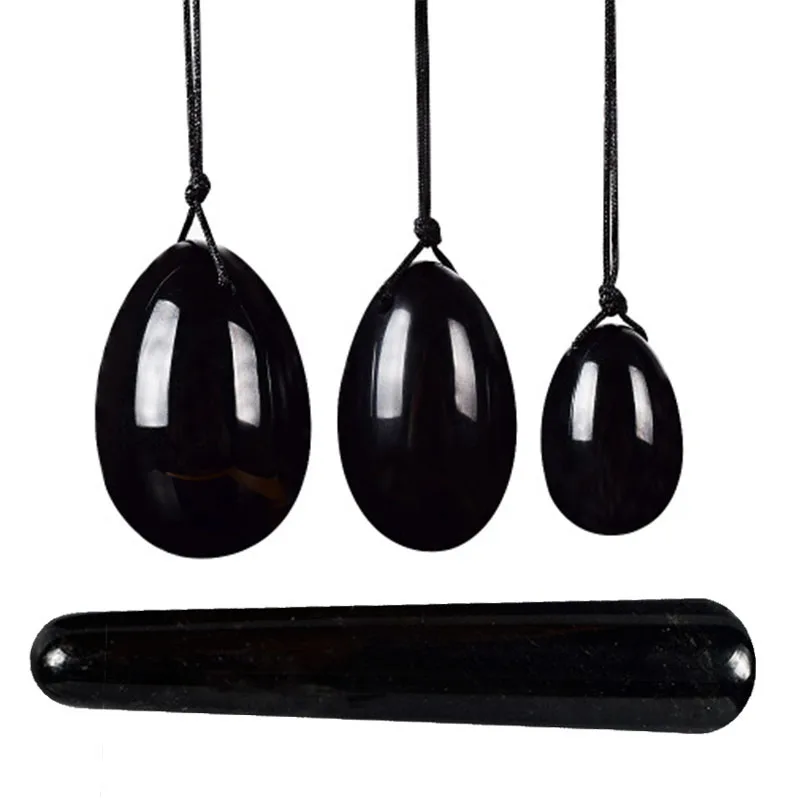 Ensemble de boule de massage Yoni en obsidienne pour femme, pierre naturelle, diversifier les œufs, masseur Kegel vaginal, resserrer les muscles