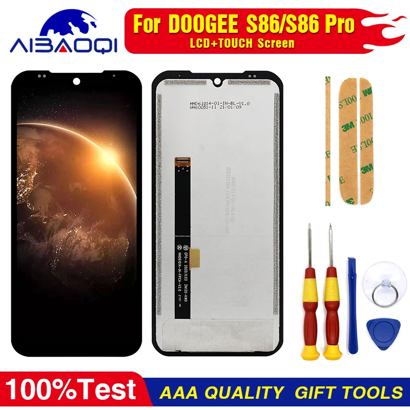 100% Original 6.1 Inch LCD + Touch Screen Digitizer Display Module Repair Replacement Part For DOOGEE S86 S86 Pro Cellphone