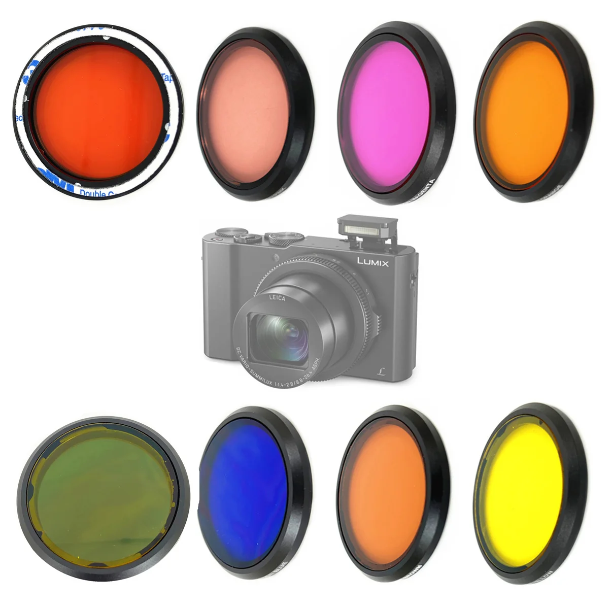 Full Red Green Yellow Blue Pink Purple Brown Color Lens Filter Sticker for Sony RX100 Canon G7X3 RICOH GRIII X Panasonic LX10