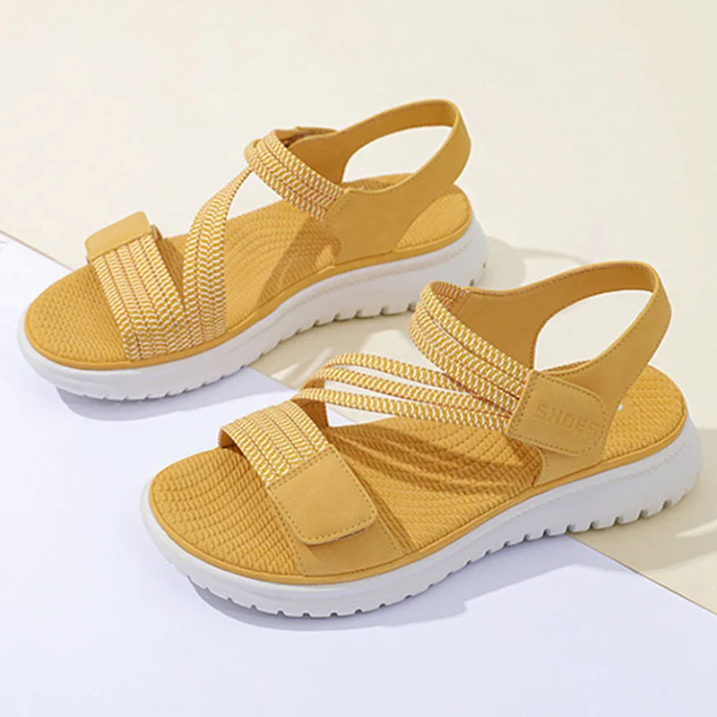 GKTINOO 2024 Fashion Brand Beach Sandals Women Thick Sole Summer Shoes Casual Women Sandals Soft Yellow Plus Size 42