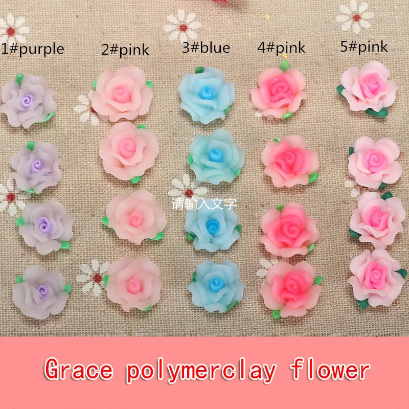50 teile/los 15mm Bunte Nette Polymerclay Flatback Rose Blume Perlen Gemischt Für Diy Handwerk Schmuck Zeug Dekoration Zubehör – Detail 13