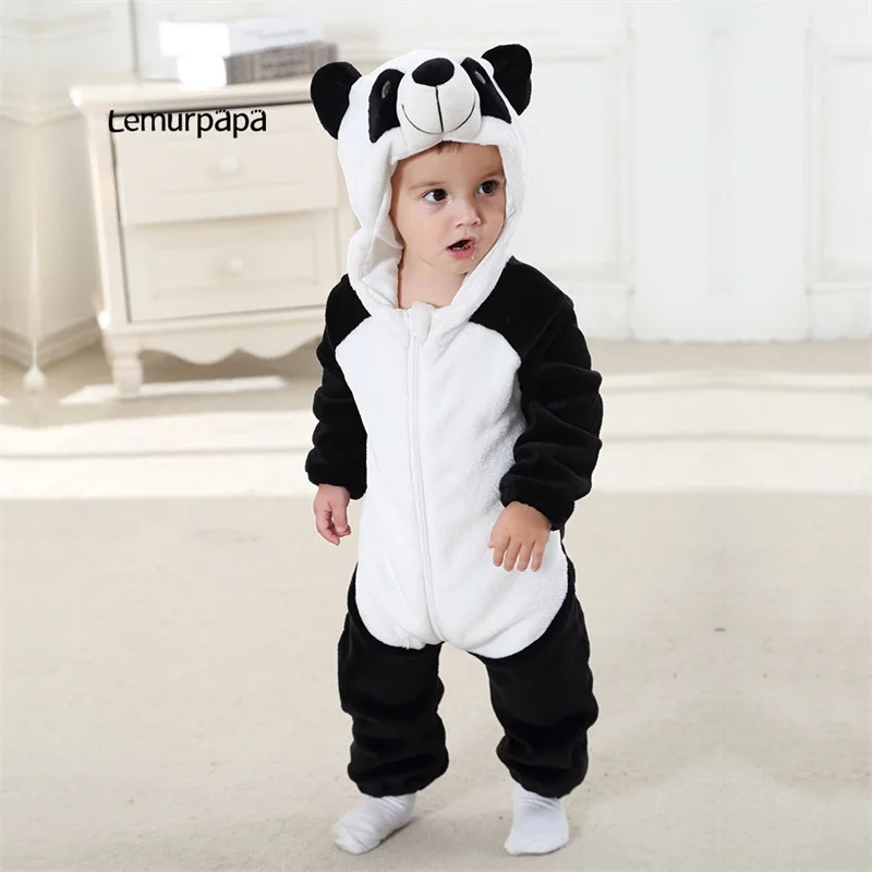 0-4 Year Baby Kawaii Romper Boy Girl Kigurumis Onesie Winter Warm Cozy Suit Animal Cow Costume Home Jumpsuit Child Funny Clothes