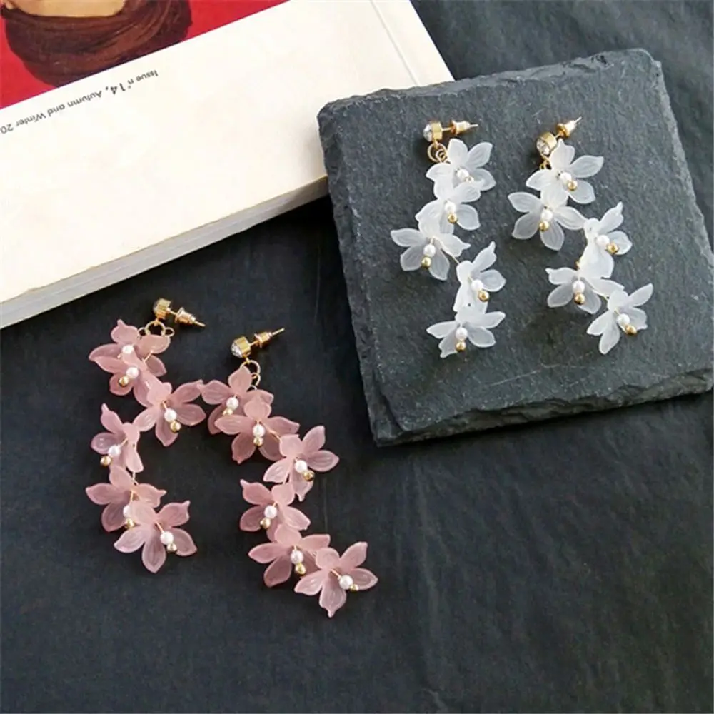 Korean Temperament Flower Elegant And Fresh Long Zircon Earrings Flowers Stud Earrings For Women Vintage Earrings Fine Jewelry