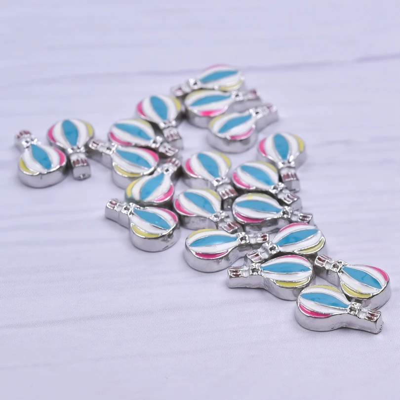 15pcs Hot Air Balloon Floating Charms For Living Lockets Pendant DIY Jewelry Making Supplies Locket Charm In Bulk Enamel Alloy