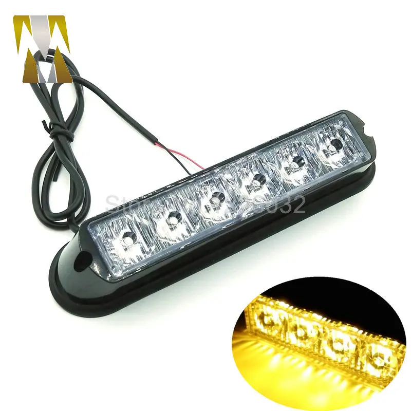 New 12W High Power 6 LED Waterproof Car Truck Emergency Strobe Flash warning light Amber Red blue green