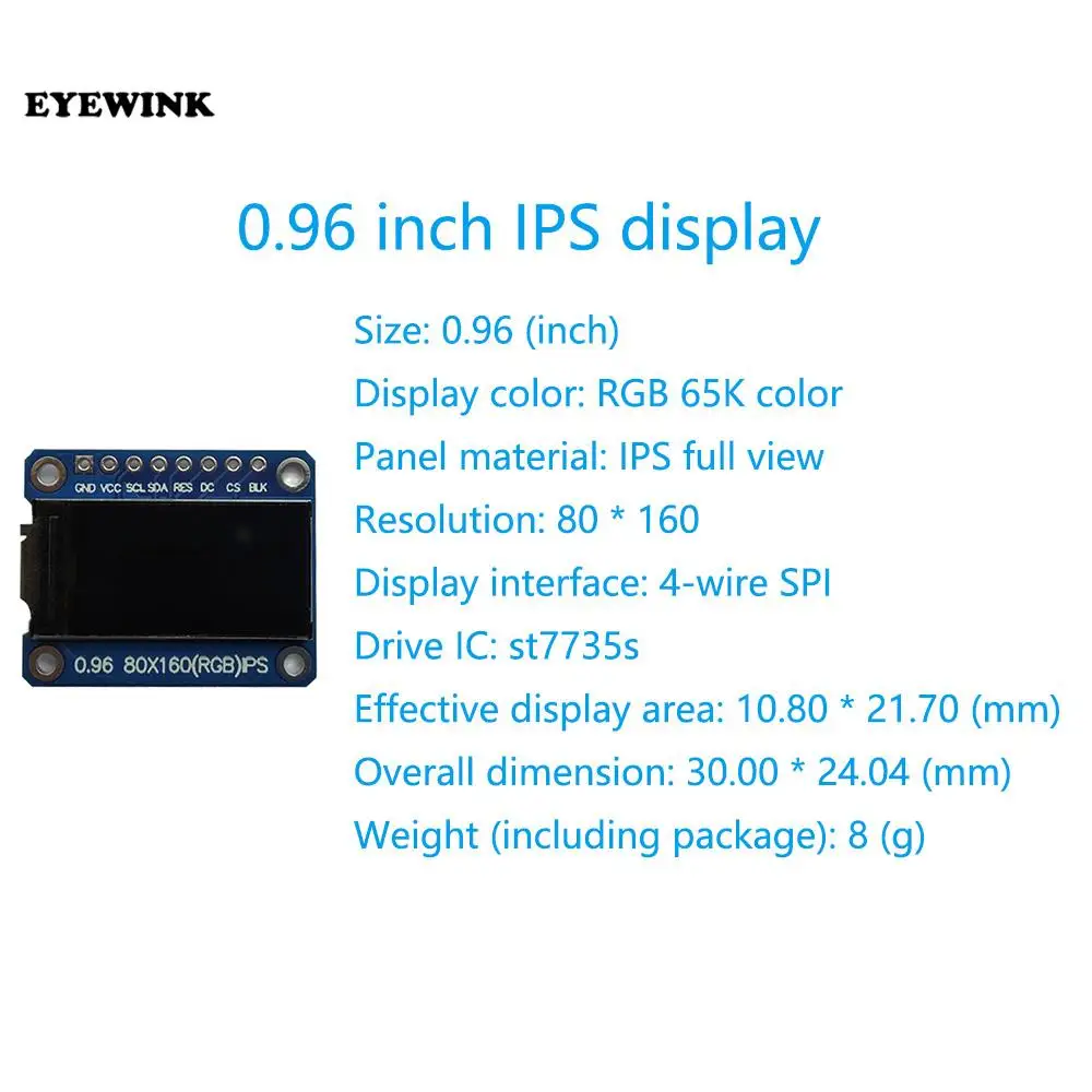 TFT Display 0.96 1.3 1.14 1.54 2.0 inch IPS 7P SPI HD 65K Full Color LCD Module ST7735 / ST7789 Drive IC 80*160 240*240