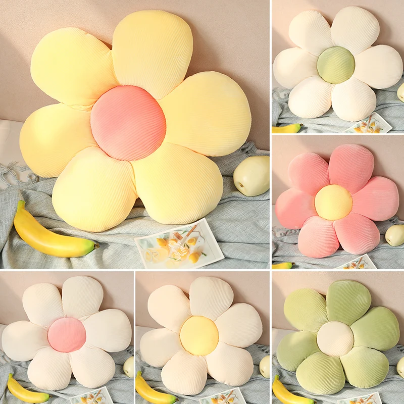 

40/50/60cm INS Fresh Colorful Daisy Flower Plush Pillow Toy Soft Cartoon Plant Stuffed Doll Chair Cushion Car Pillow Lover Gift