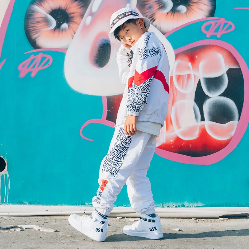 Kinderen Jazzdans Kostuums Voor Kinderen Losse Jas Broek Pak Hip Hop Kleding Voor Meisjes Jongens Straat Prestaties Kostuums DWY3963