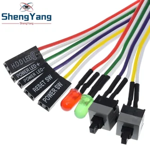 1PCS 65CM Slim PC Compute Motherboard Power Cable Original On Off Reset with LED Light PC Power Reset Switch Push Button Switch