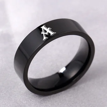 Anel inicial personalizado gravar a a z alfabeto signet de aço inoxidável em branco anel liso banda 12 zodíaco anel para homem e mulher