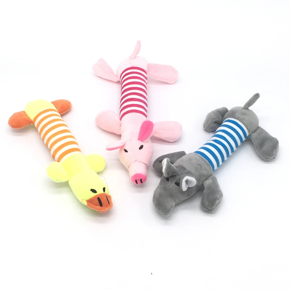 

Cute Pet Dog Cat Plush Squeak Sound Dog Toys Funny Fleece Durability Chew Molar Toy Fit for All Pets Elephant Duck Pig