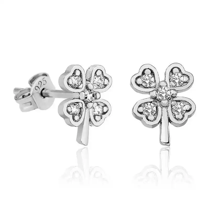 Silver Clover Women's Earrings 925 Sterling Women for Jewelry Wedding Party Birthday Gift - Box - Fashion - Girl - Special Days