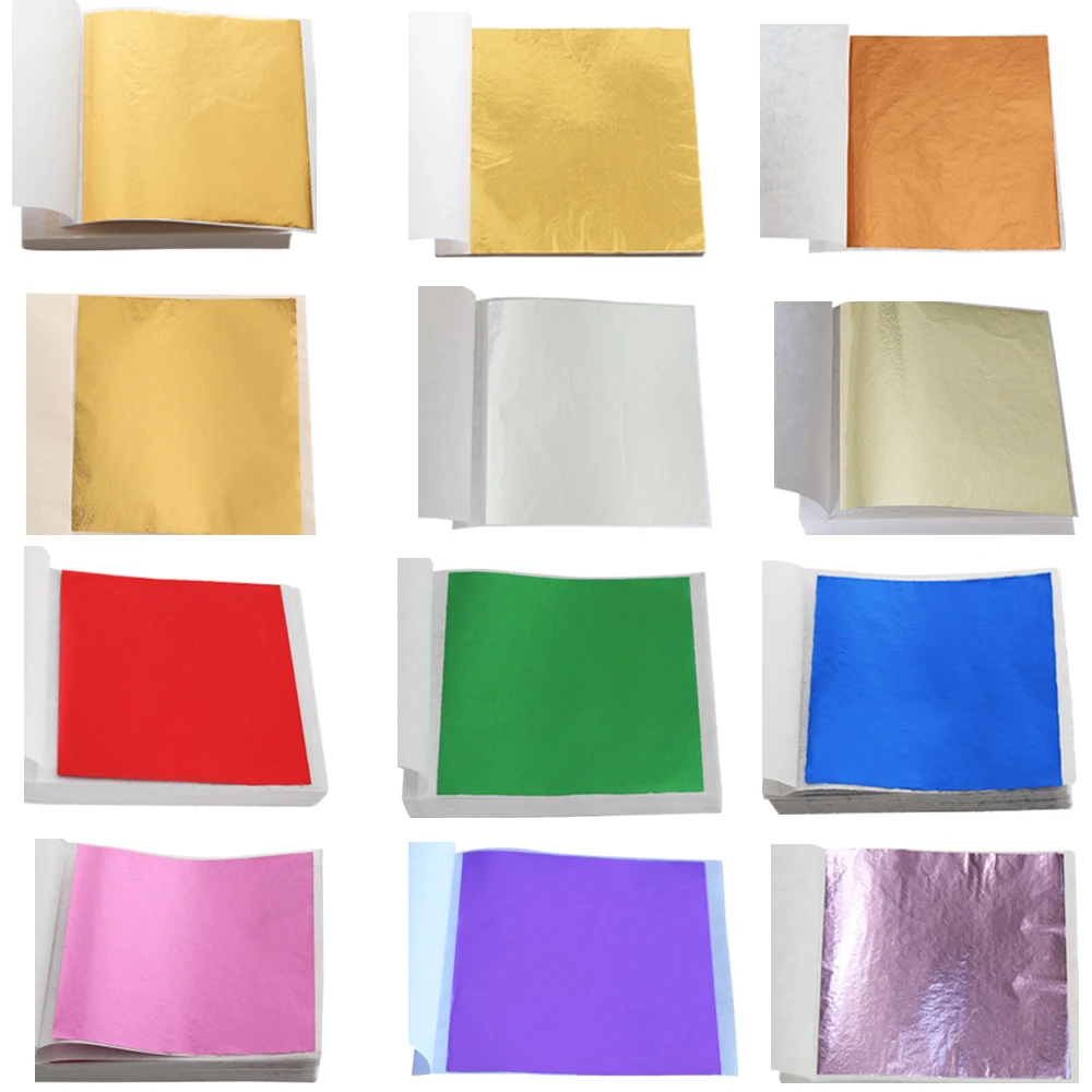 Imitacja złotego liścia Arkusze papieru foliowego 10szt Złocenie dla rzemiosła artystycznego Statuetka Dekoracja paznokci Kolorowy złoty liść Papier foliowy 8X8.5cm