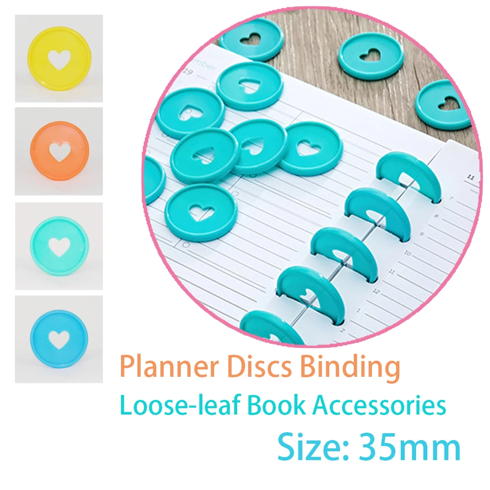 8pcs 35mm Colorful Mushroom Hole Dicsc Binder Rings Notebook Binder Discs Planner Plastic Binding Buckle Button Office Supplies