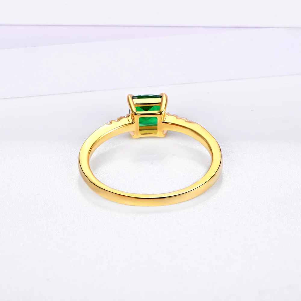 ATTAGEMS 100% 925 Sterling Silver 18K Yellow Plated Ring Emerald Gemstone Wedding Party Vintage For Women Fine Jewelry Wholesale