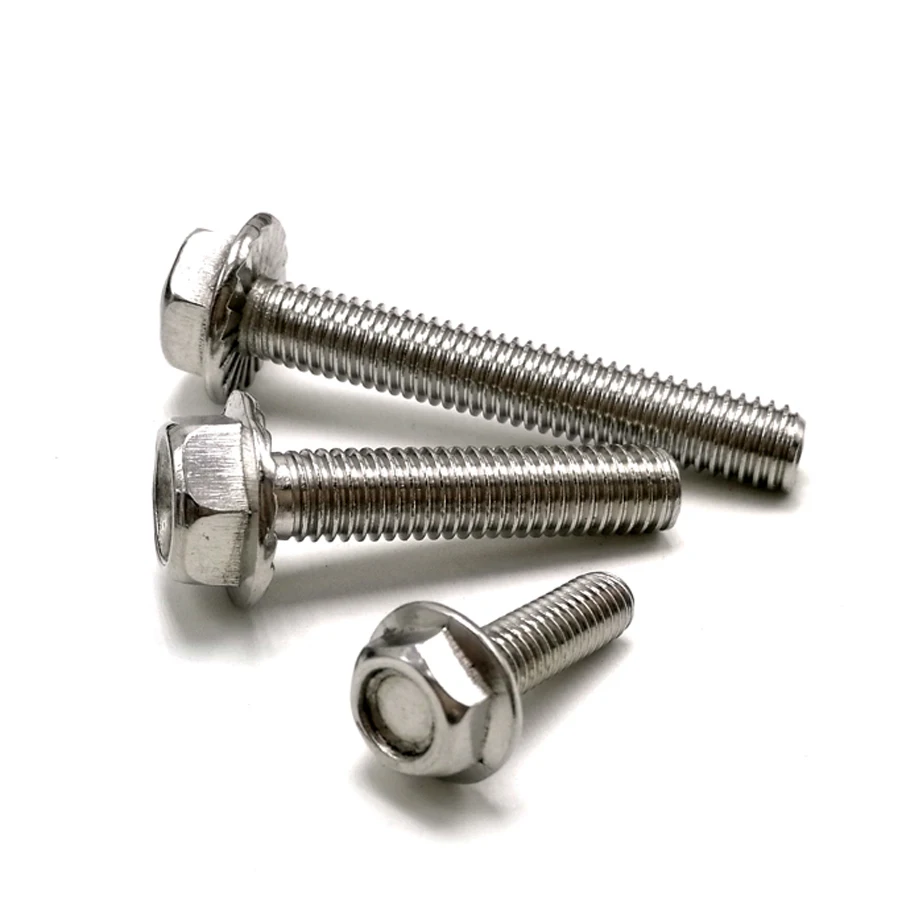 M8 Hex Flange Screw Motor Vehicle Bolt , 304 Stainless Steel Metric Hex Head Flange Engine Fasteners 10mm-100mm ,A028