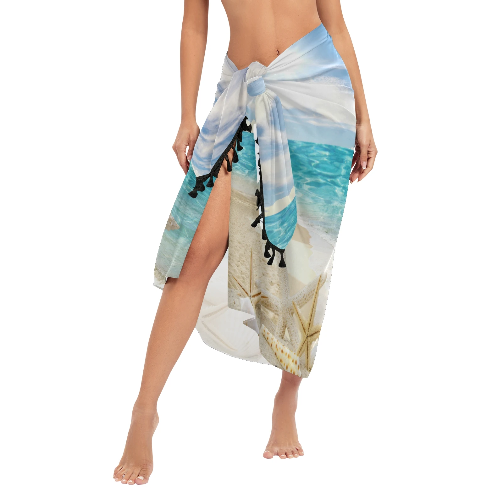 Sexy Women Chiffon Swimwear Pareo Scarf Cover Up Wrap Kaftan Sarong Beach wrap dress Personalized design Bikini Cover-Ups Skirts