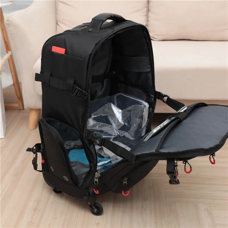 18/22 Inch Backpack Waterproof Trolley Bag Luggage Computer School Backpack Multi-function Pocket Boarding Sports Bag