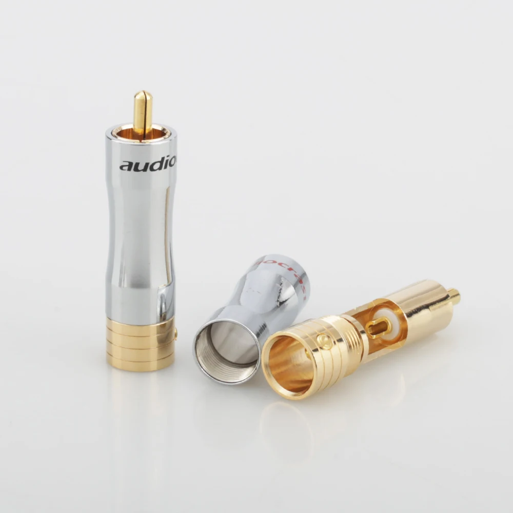 금도금 RCA 플러그, 오디오 케이블, 수 납땜 커넥터 어댑터, 8mm, 4 개