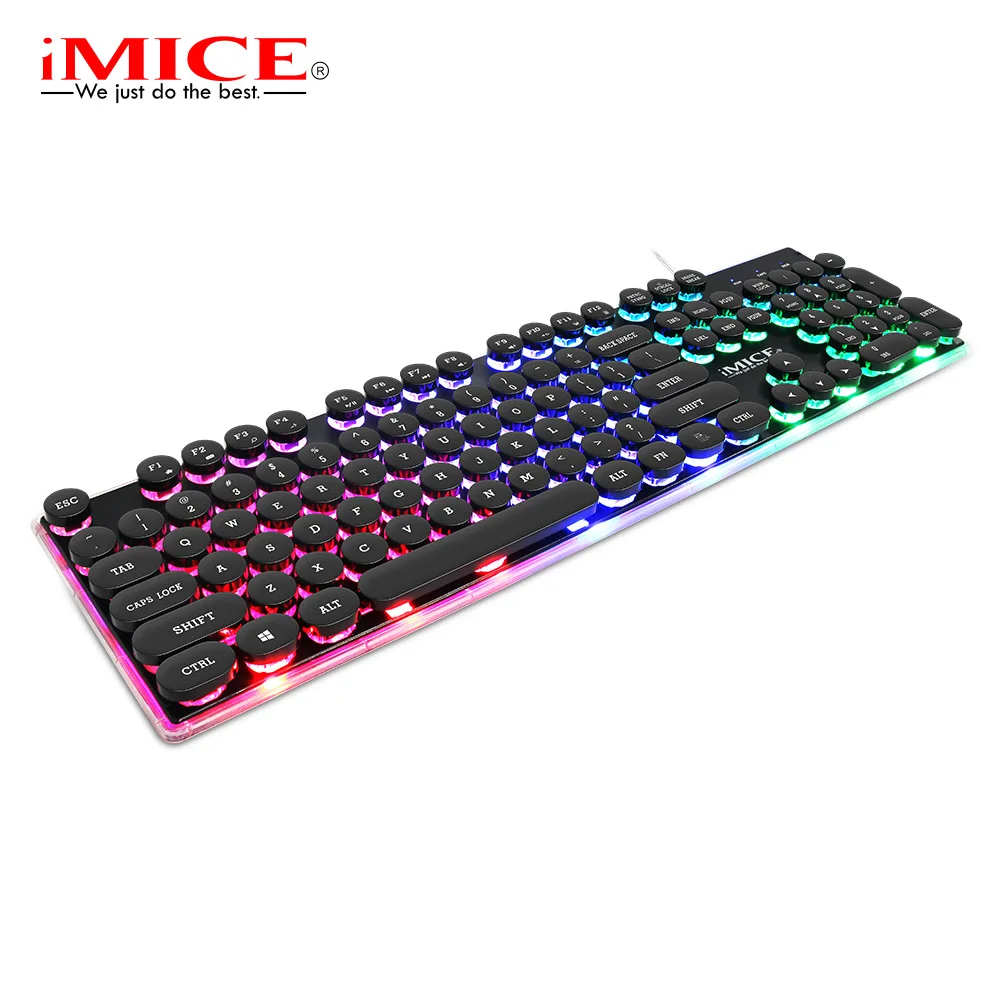 

IMICE AK-700 Wired USB Punk Manipulator Feeling Suspended Round Cap E-sports Luminous Gaming Keyboard Suitable for PC Laptop