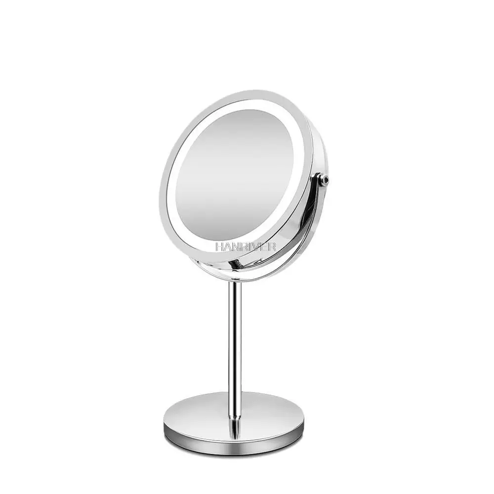 10x Magnifying Desktop Makeup Mirror with LED Light 360 Rotation Double Side 7inch LED Lighted up Comestic Mirror