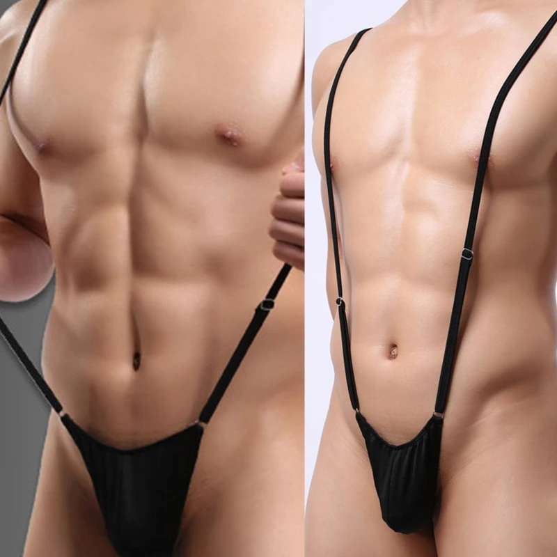 Seksowna bielizna pasek regulowany jednoczęściowy stringi t-spodnie U wypukła kieszeń projekt elastyczny kombinezon jednoczęściowy gejów erotyczne body