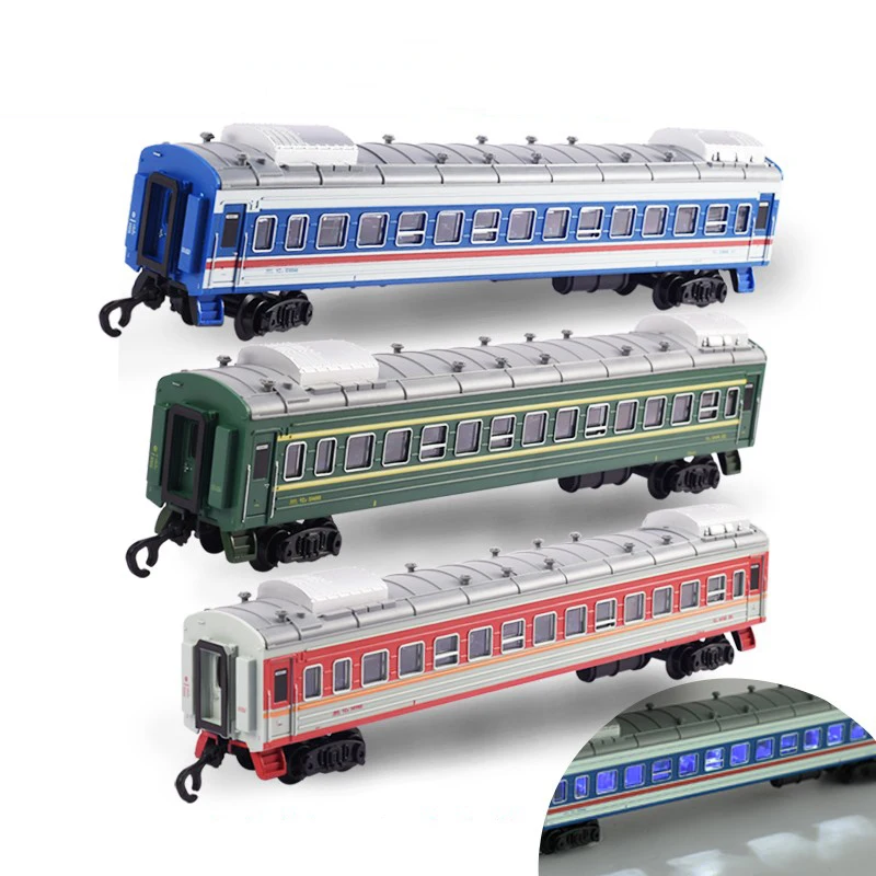 Diecast 1/87 Dongfeng YZ22 carro de pasajeros modelo de tren puertas y luces abiertas colección para adultos juguetes de exhibición estática para niños