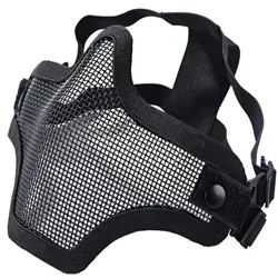 Máscara de Paintball Airsoft de media cara inferior, equipo de caza de protección de malla metálica de acero, máscaras tácticas militares del ejército de juego de guerra negro