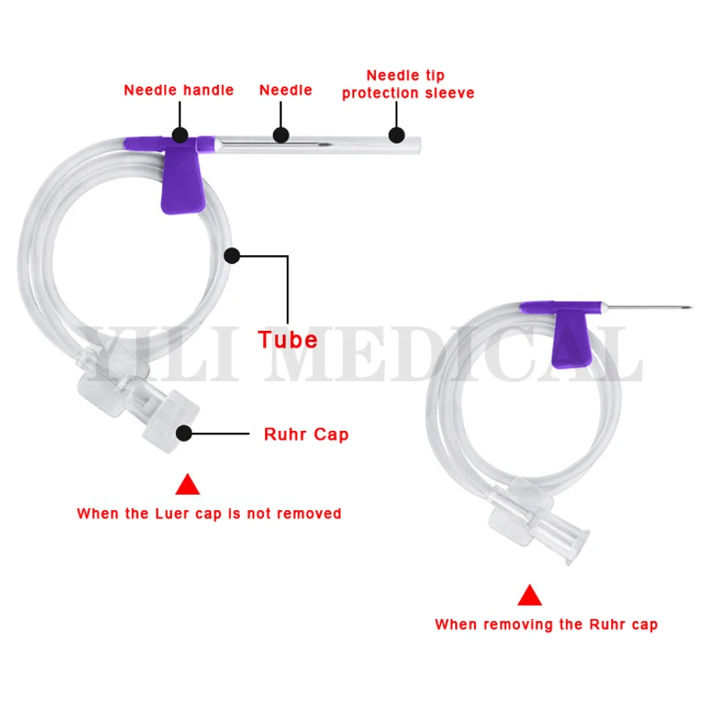 Agulha de Infusão descartáveis Médicos de Uso Único-asa Segurança Deslizamento de Luer Veia Do Couro Cabeludo Conjunto Agulha Da Infusão Intravenosa 50 pçs/lote