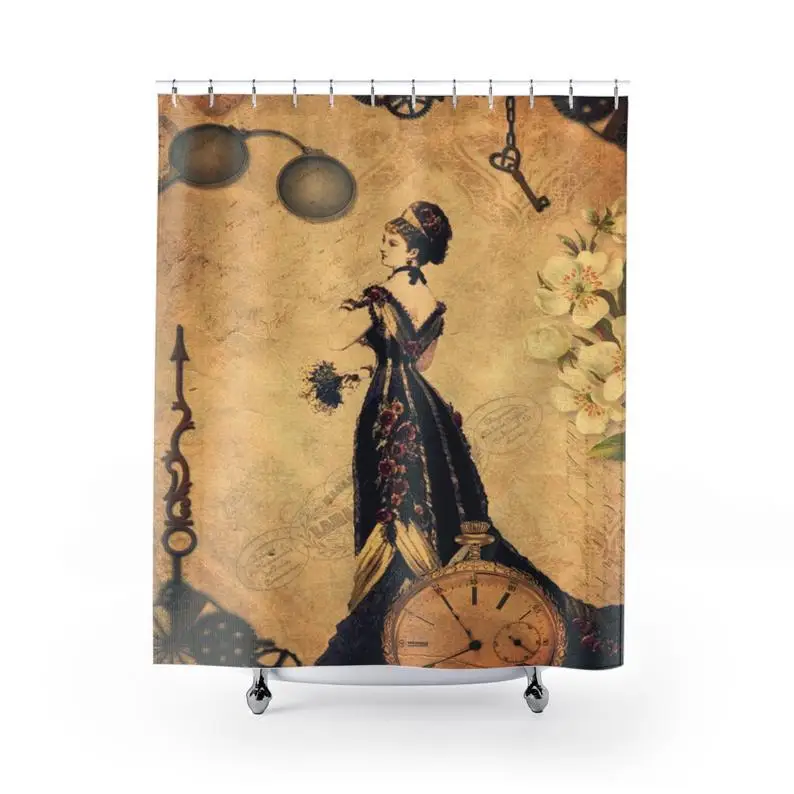 

Chic Victorian Lady Steam Punk Pocket Watch Shower Curtain
