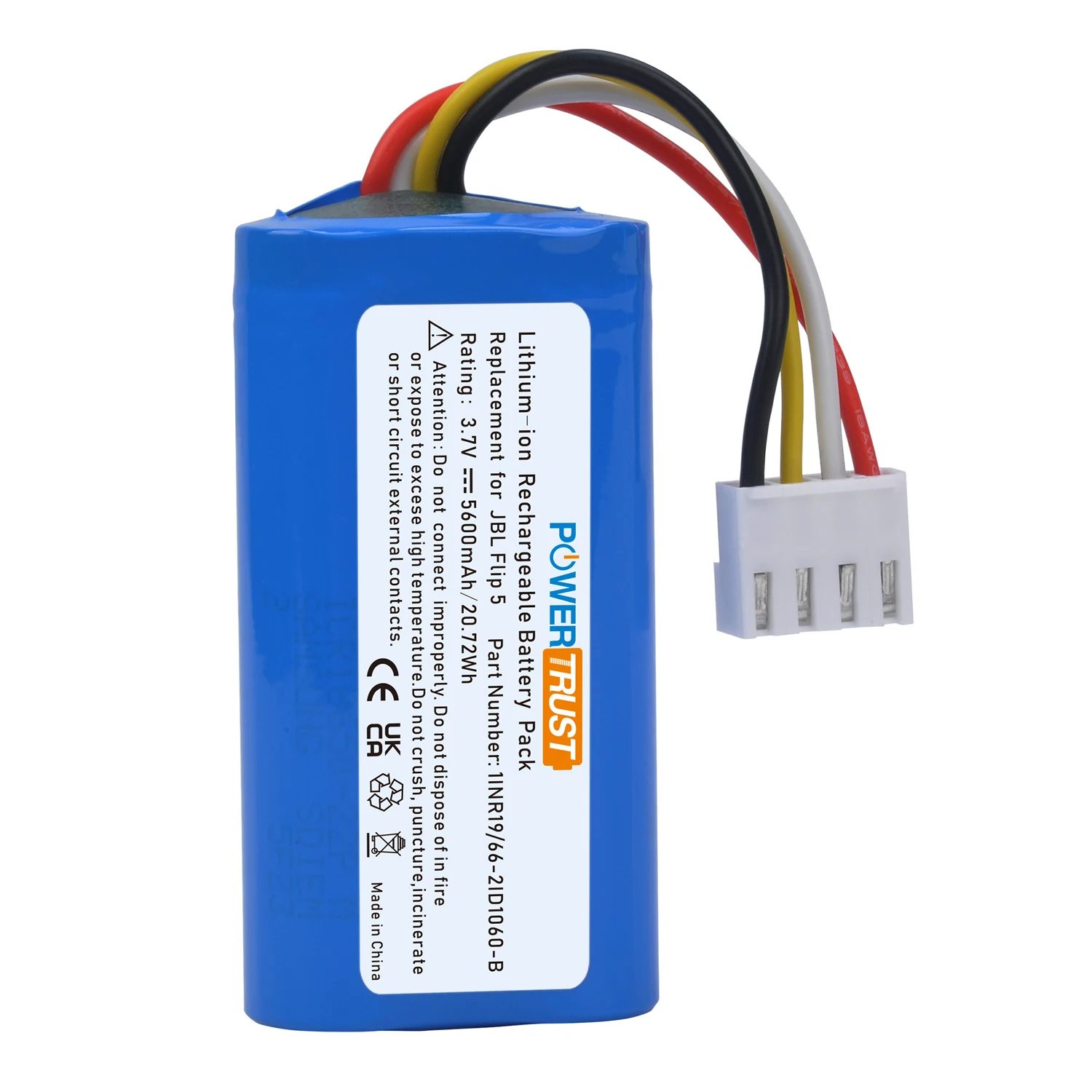 PowerTrust 5600mAh Replacement Battery for JBL Flip 5 JBLFLIP5WHTAM Speaker Battery 1INR19/66-2 ID1060-B