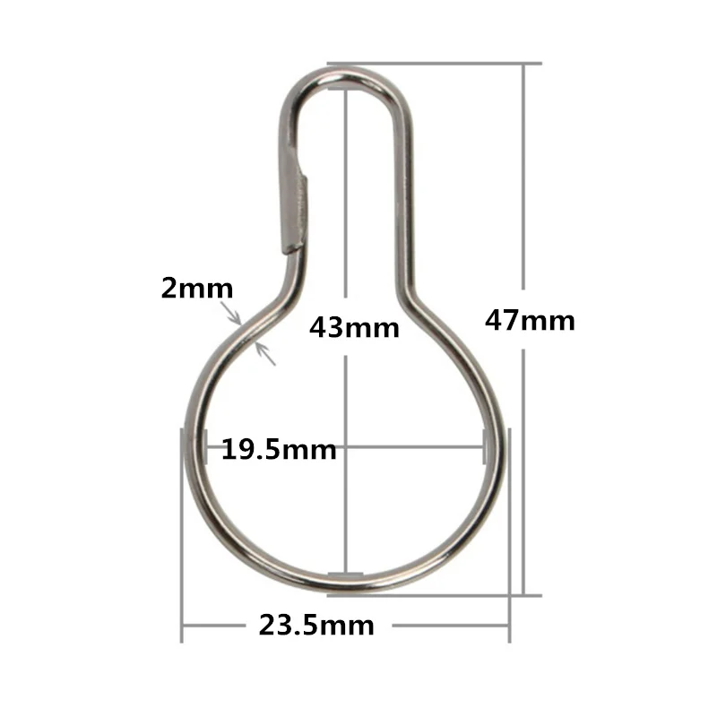 12pcs Curtain Open Gourd Rings Iron Carabiner Keychain Clip for Shower Window Curtains Hook Accessories Bath Curtains Rods Clamp