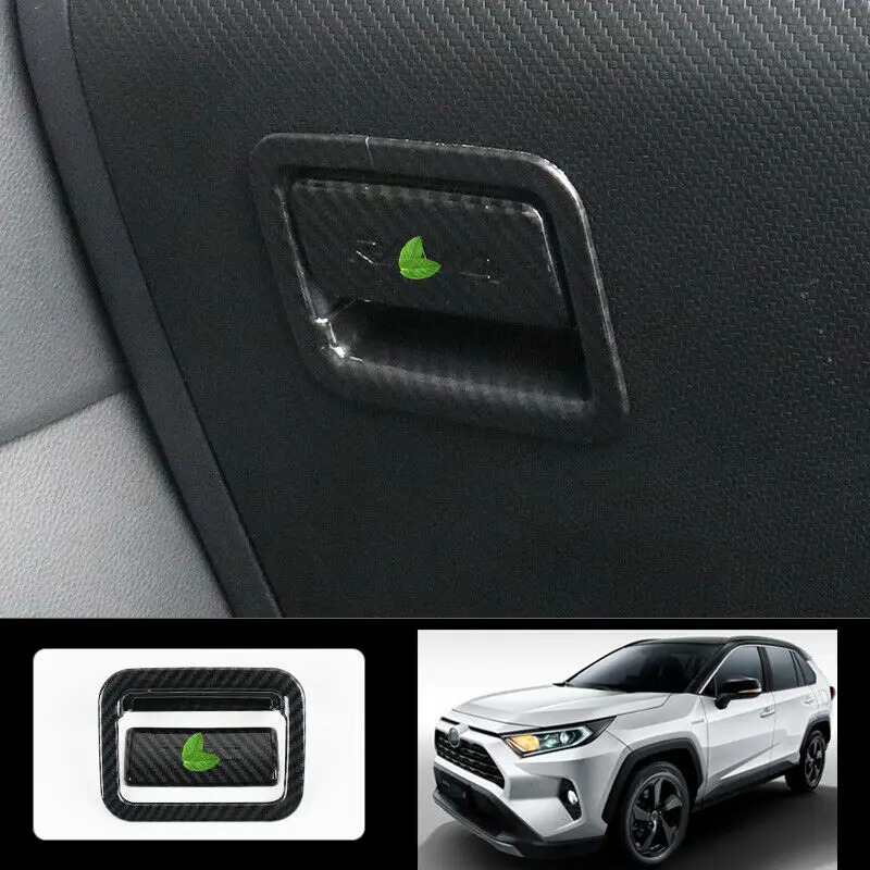 

For Toyota RAV4 2019-2020 ABS Carbon fiber Co-pilot storage box Pull hand Moulding Cover Trim Car Accessories 2pcs