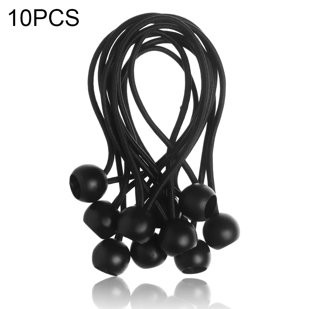 10PCS Black Ball Bungee Pack Shock Elastic Tie Loop Cord Fixing Securing Trailer Ropes Buckle Backpack Accessories Outdoors Tool