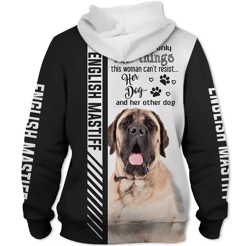 English Mastiff Dog 3D Printed Jacket Men/women Harajuku Hoodie Unisex Casual Streetwear Sweatshirt Pullover sudadera hombre