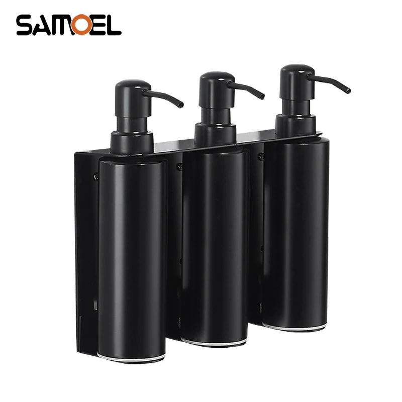 Hot Selling Wall Mounted Black Stainless Steel SUS 304 Bathroom Hand Liquid Soap Shampoo Dispenser SD1003