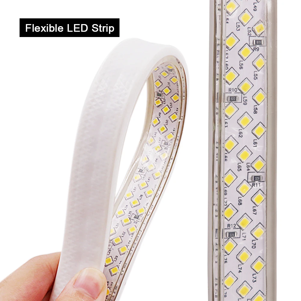 276LEDs/m 220V Led Strip Light 2835 SMD Oblique Three Rows High Bright Led Light Strip Waterproof Flexible LED Ribbon Tape Decor