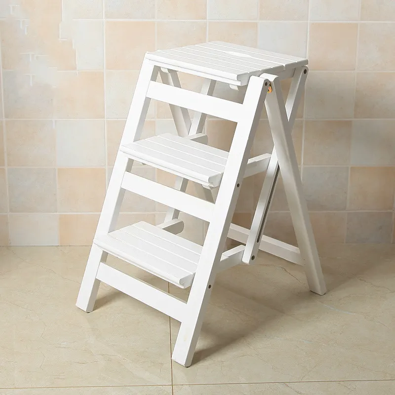Solid wood household multifunctional folding ladder chair indoor mobile climbing ladder stool climbing ladder