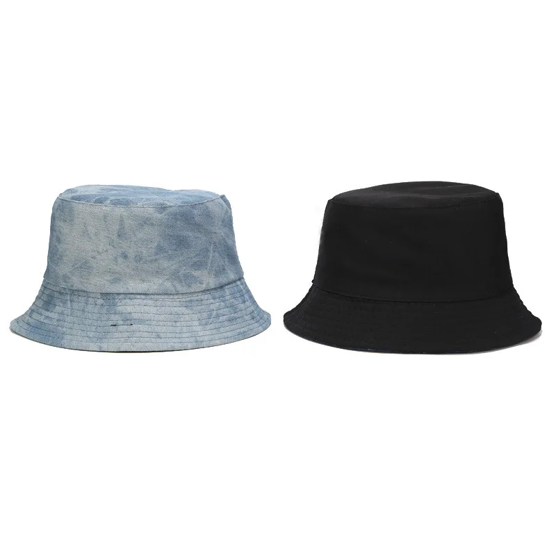 Patterned Denim Washed Bucket Hat Two Side Wear Unisex Bob Caps Hip Hop Gorros Men Women Panama Cap Beach Fishing Outdoor Sunhat