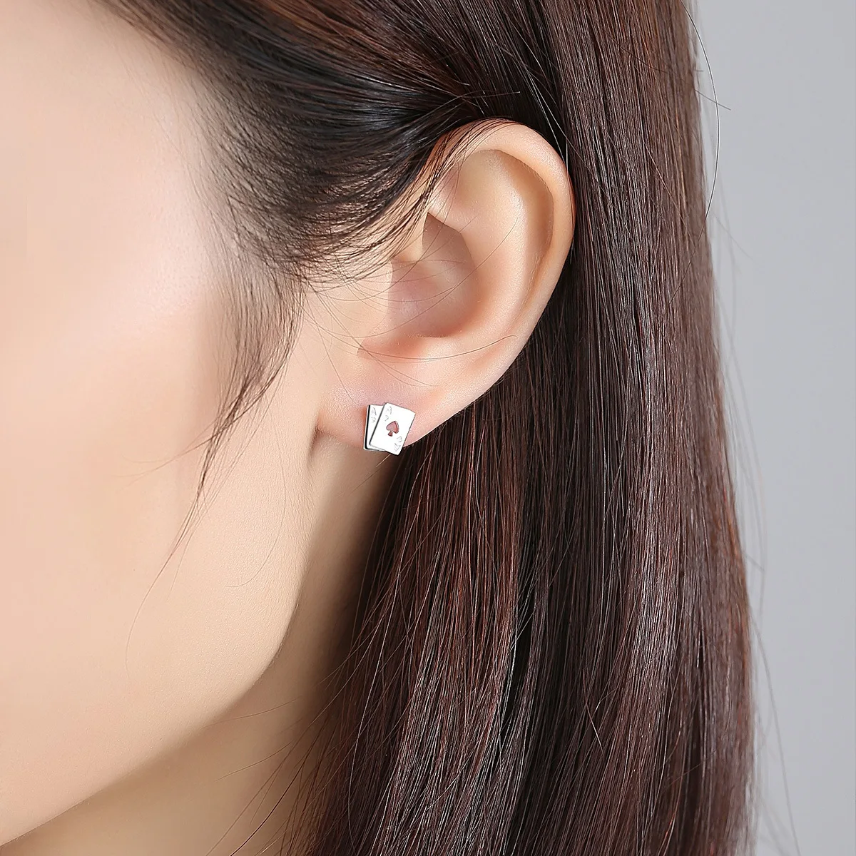 PAG&MAG fashion creative poker S925 pure silver ear nail electroplating 18K gold