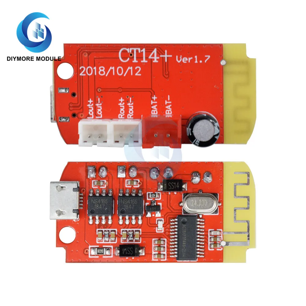 diymore DC 3.7V 5V 3W Digital Audio Amplifier Board Dual Plate Bluetooth Speaker Modification Sound Music Module Micro USB