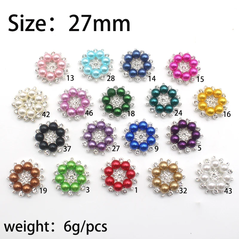 New Fashion Multicolor Pearl Alloy Rhinestones Flat Bottom Decorative Crafts Bowknot Flower Decoration Diy Craft Supplies 10pcs